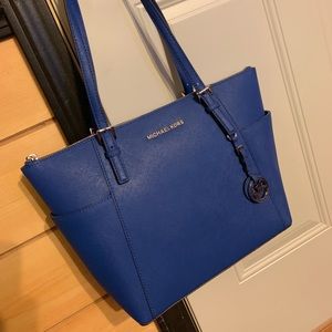 *SOLD* Blue Michael Kors Zip Top Tote